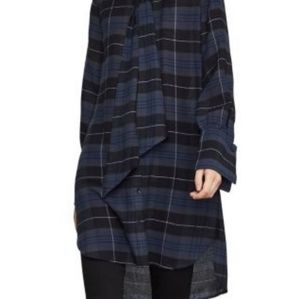 BCBGMAXAZRIA tie neck plaid tunic dress
